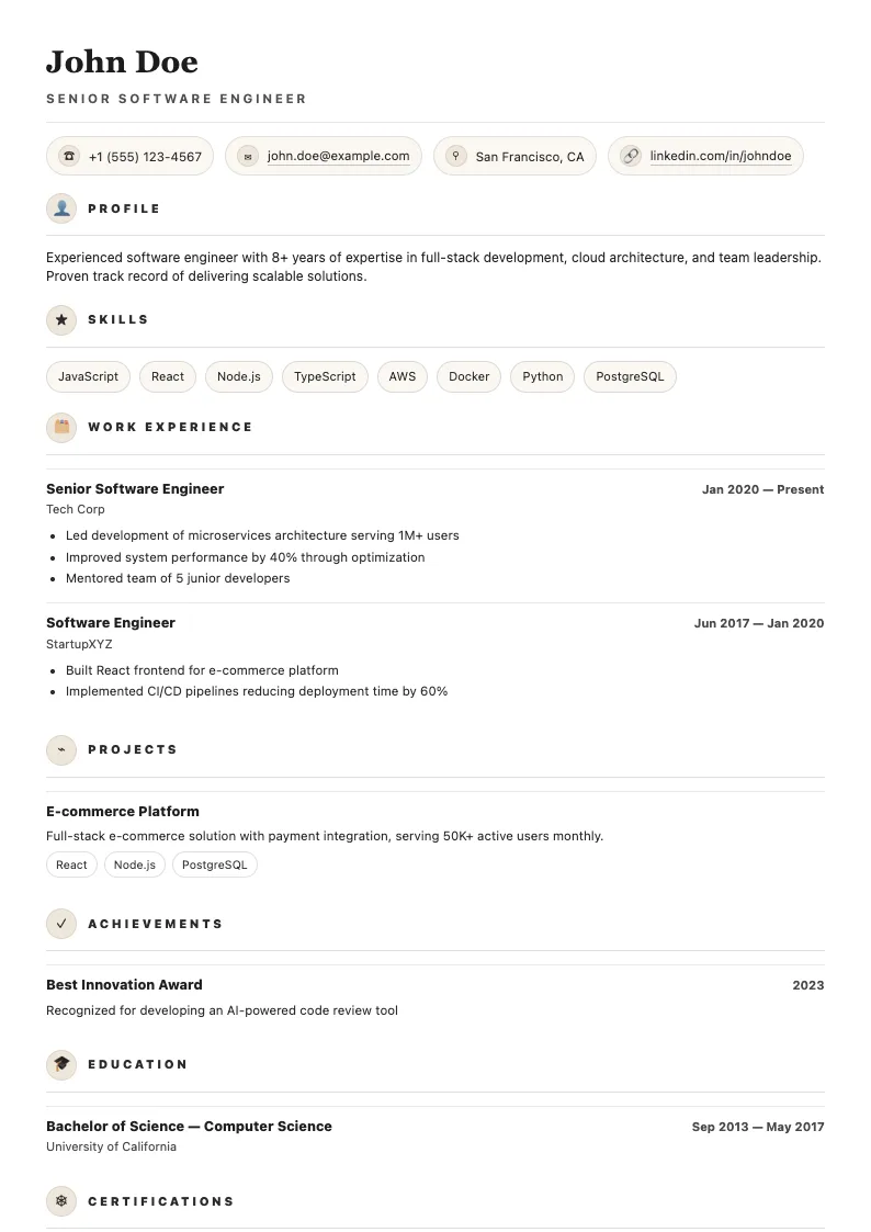 Almond resume template