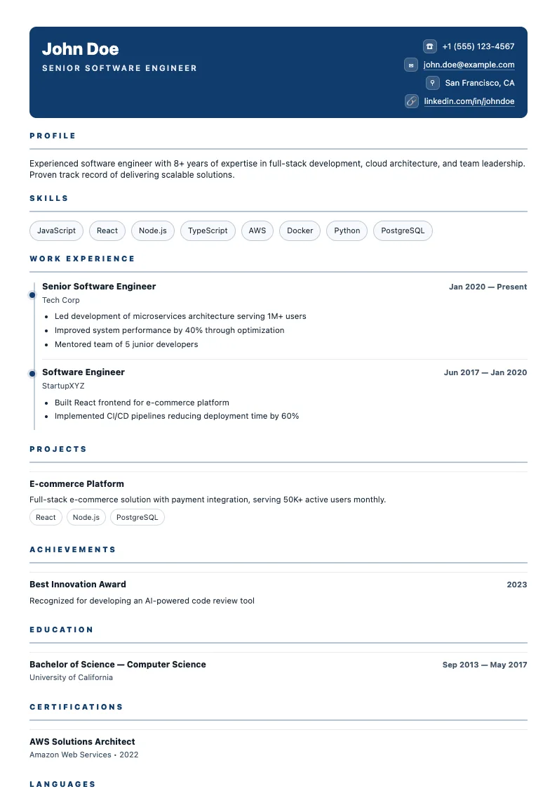 Azurite resume template