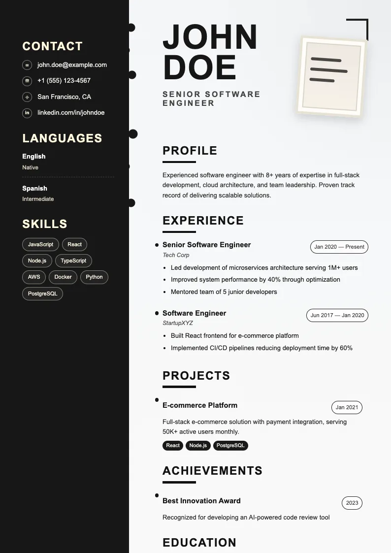 Beach V2 resume template