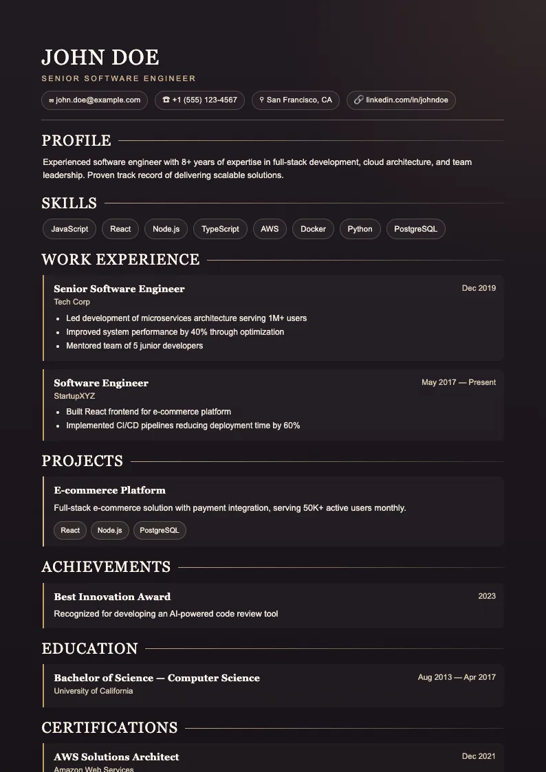 Bloom V1 resume template