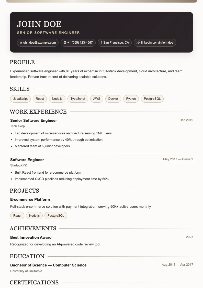 Bloom V2 resume template