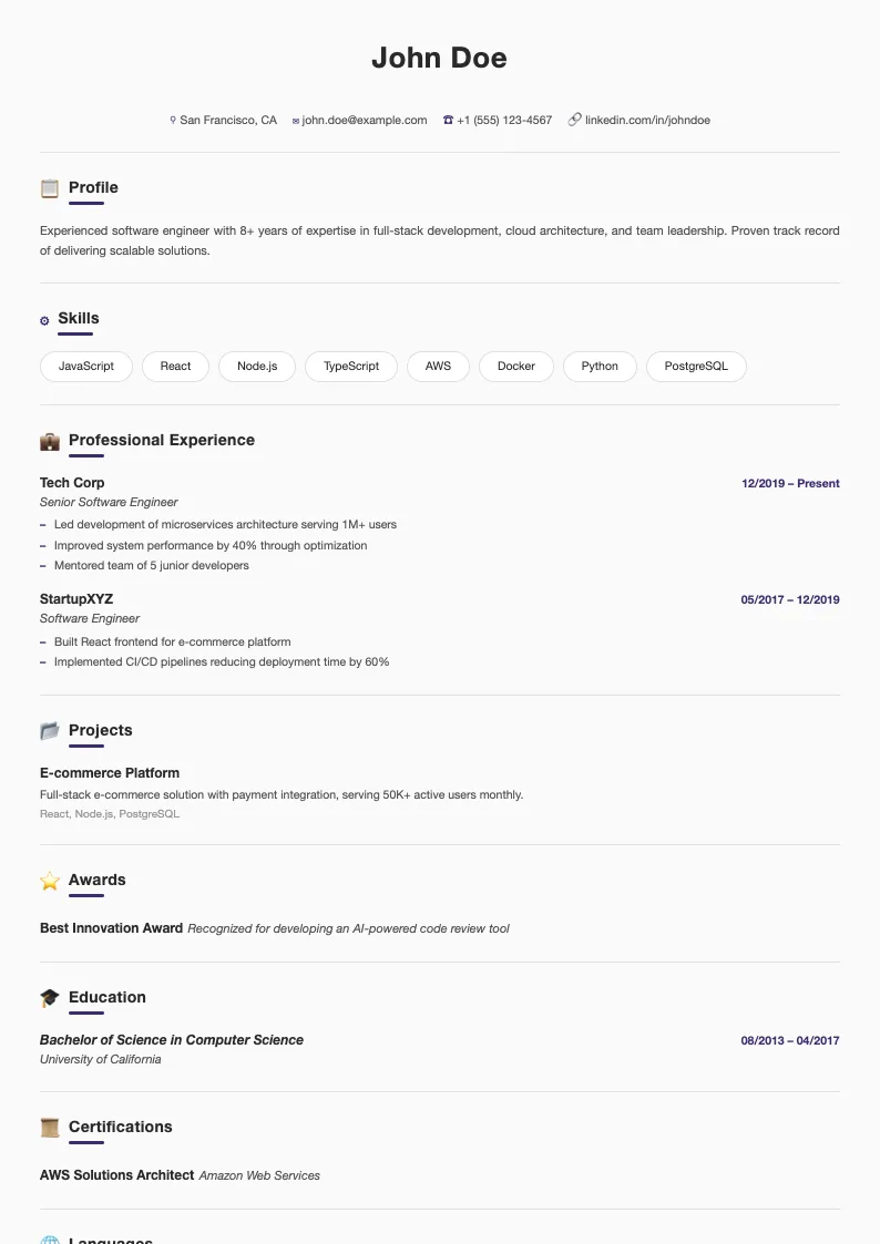 Indigo resume template