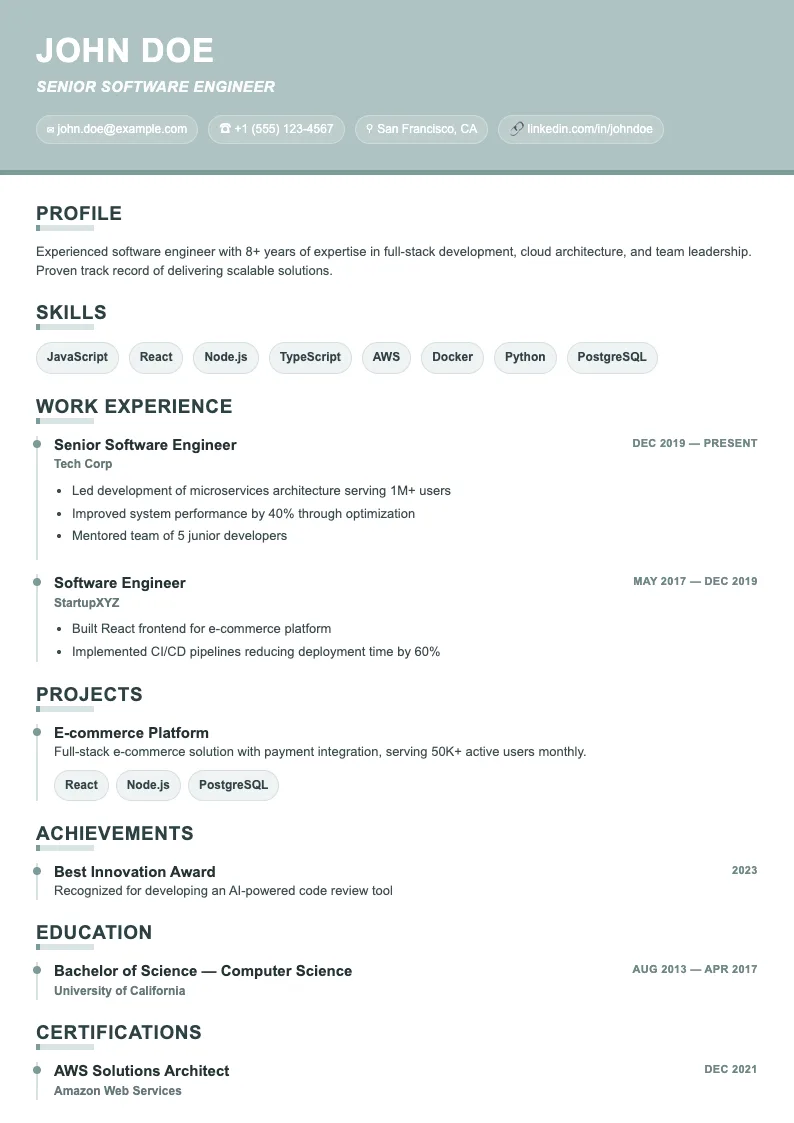 Breeze resume template
