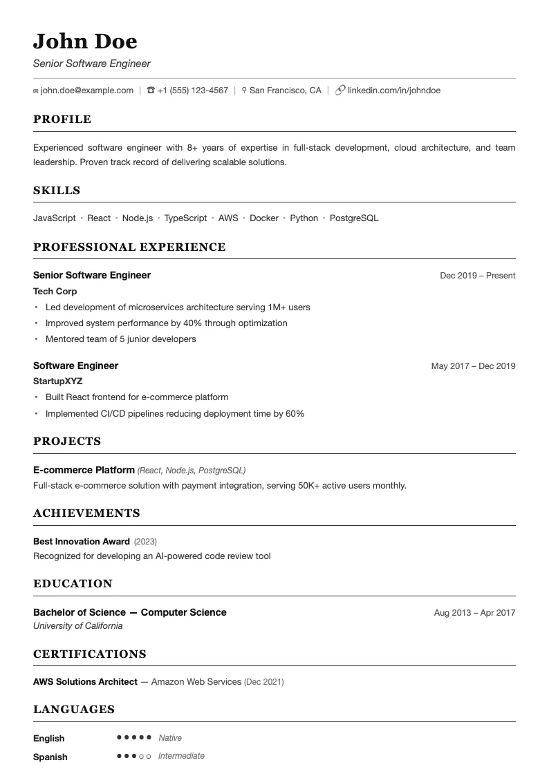 Ivory resume template