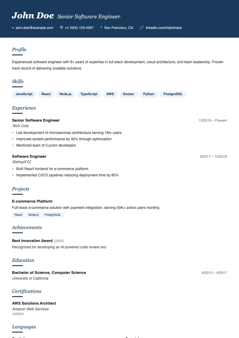 Sapphire resume template