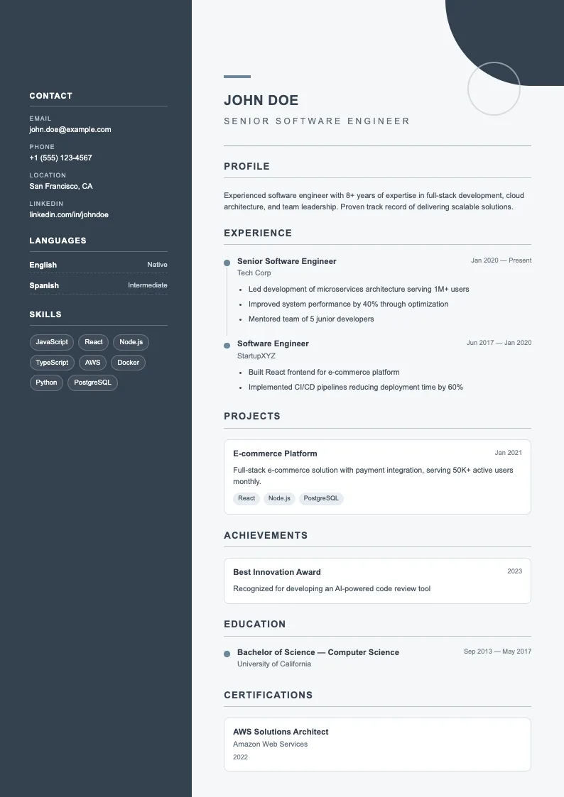 Compass V1 resume template