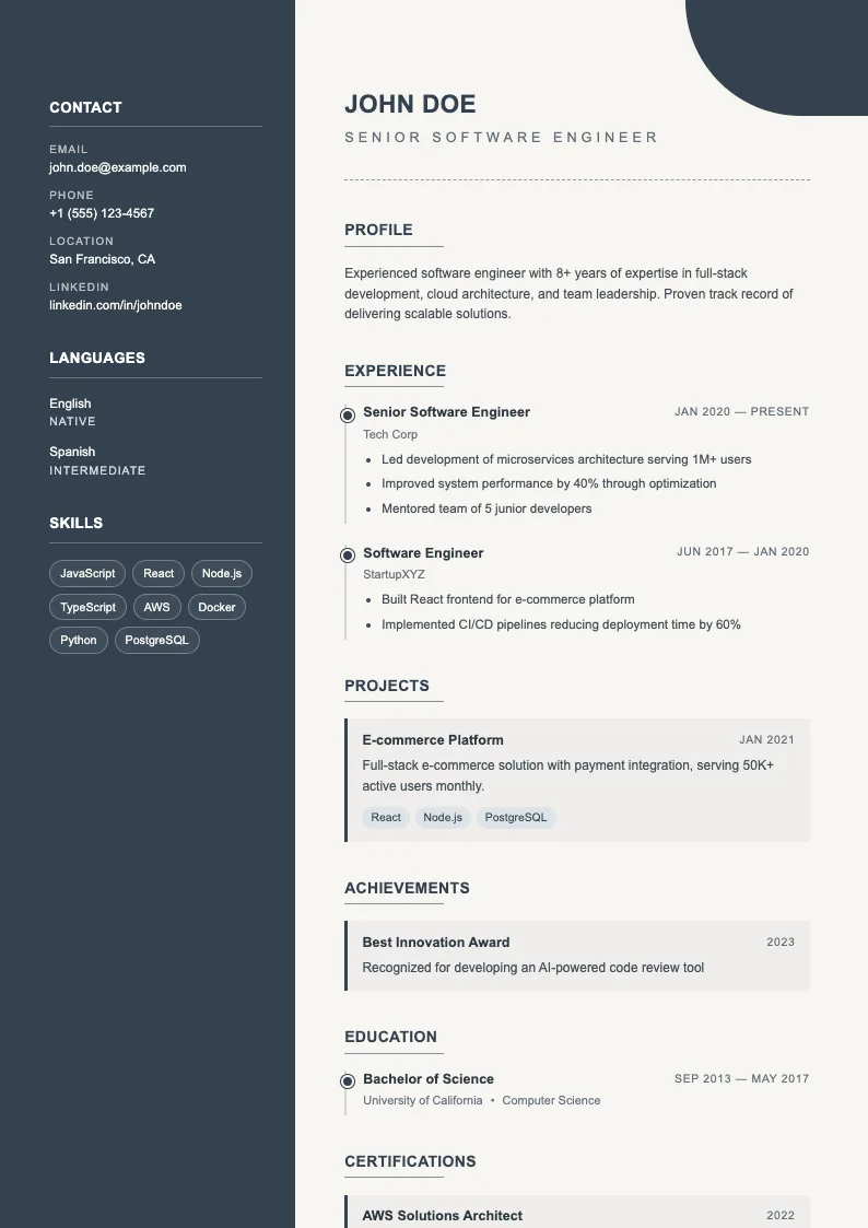 Compass V2 resume template
