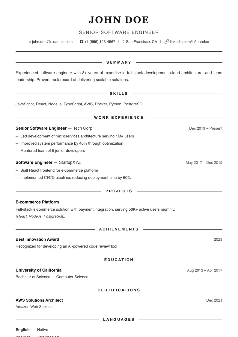 Summit resume template