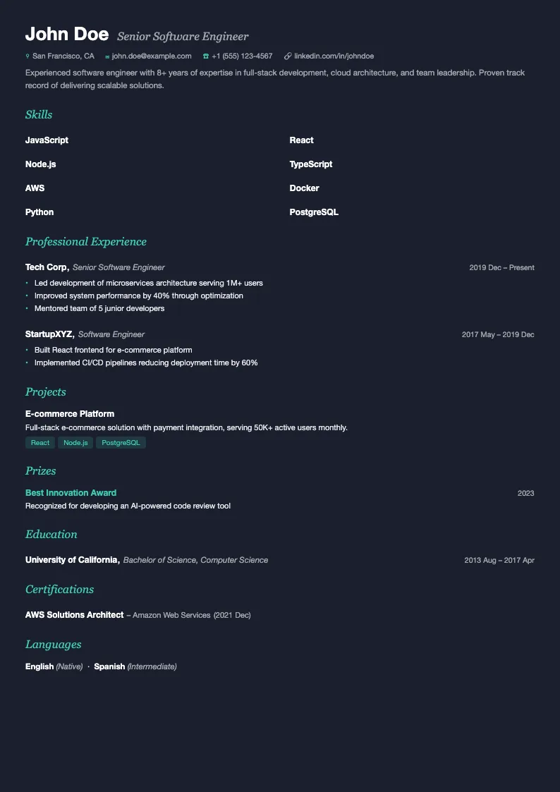 Eclipse resume template
