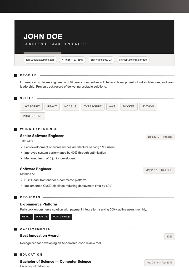 Dawn V2 resume template