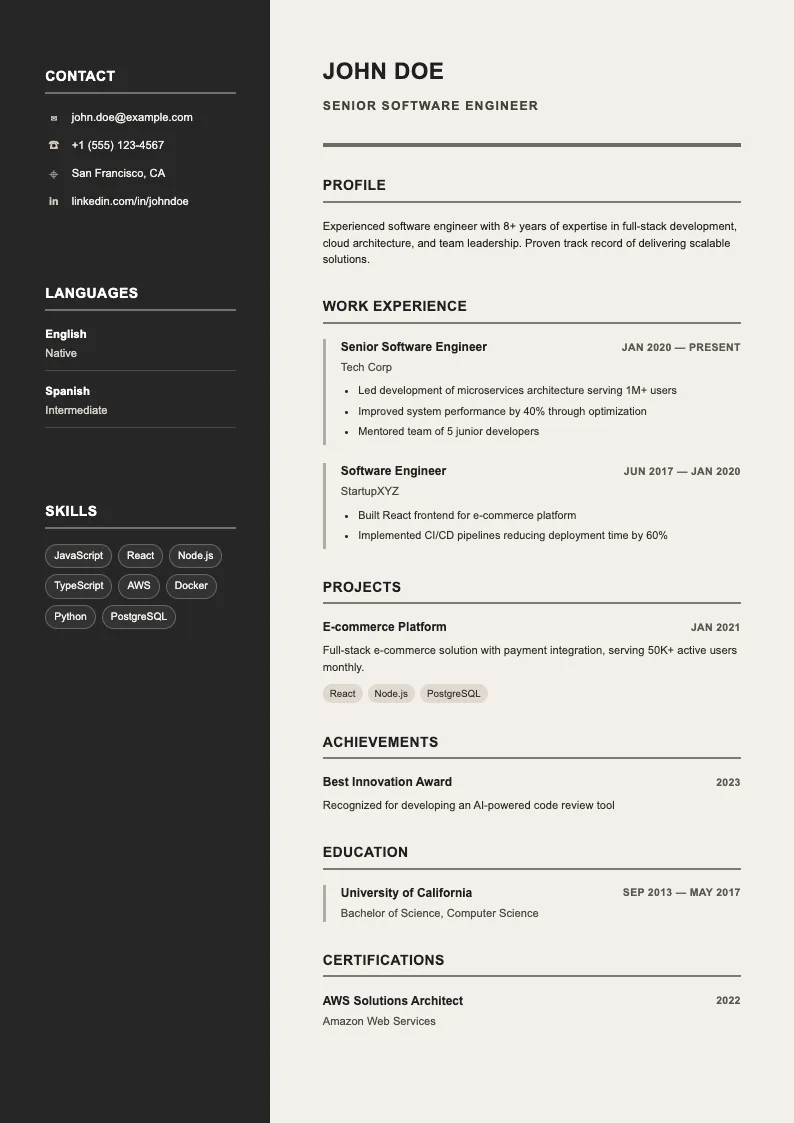 Deck V1 resume template