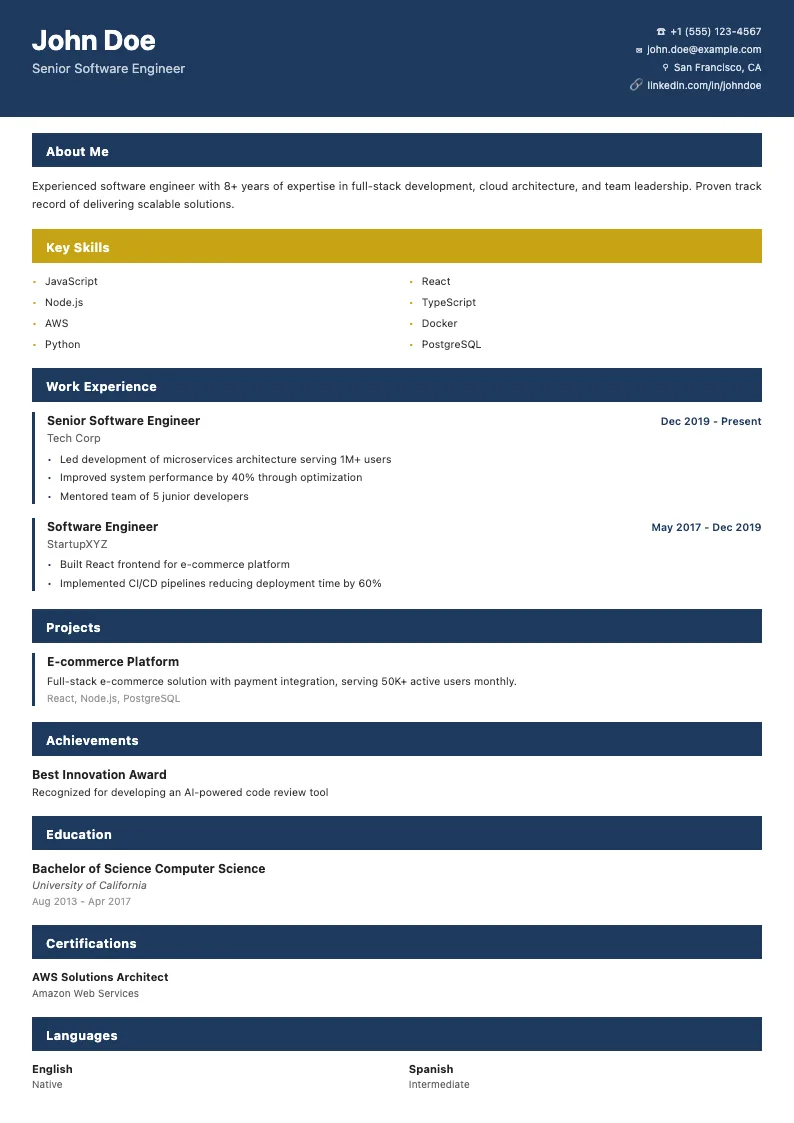 Prestige resume template