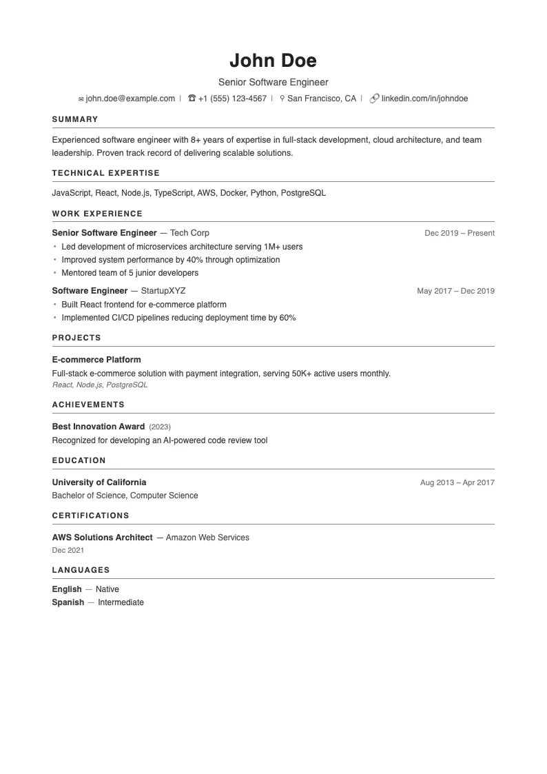 Ledger resume template