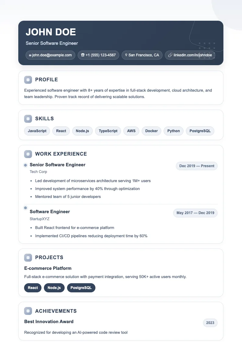 Flame V2 resume template