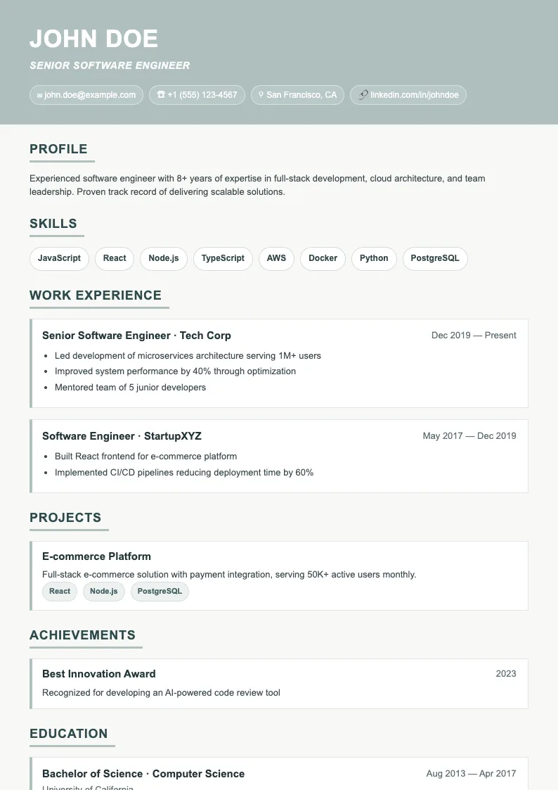 Flare V2 resume template