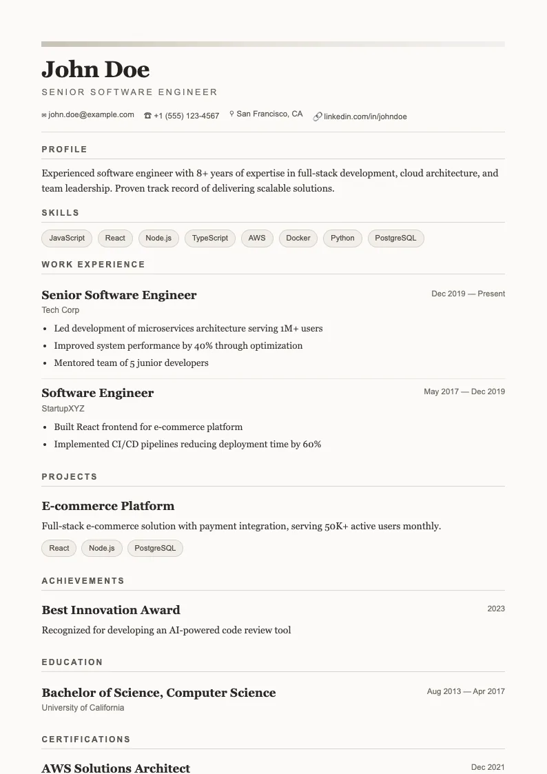Frost V2 resume template