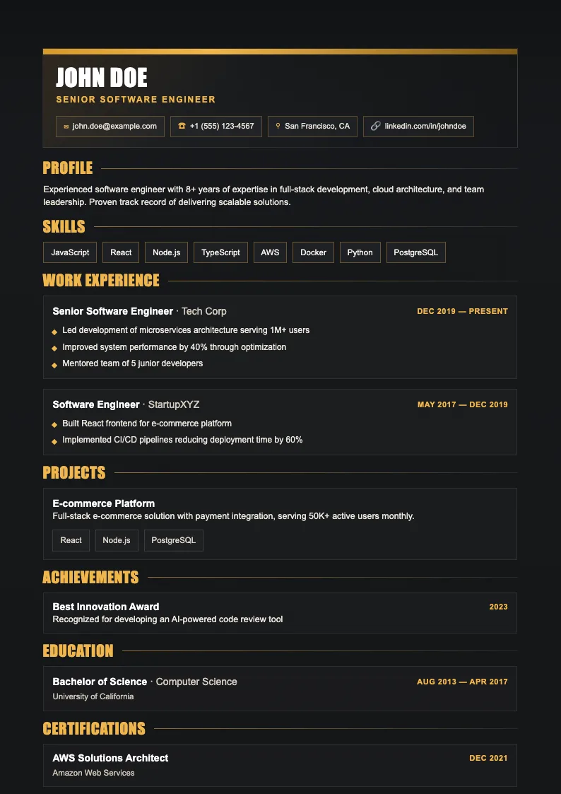 Glen V2 resume template