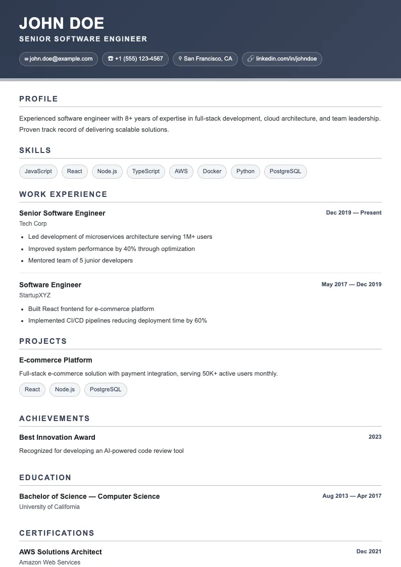 Gust V1 resume template