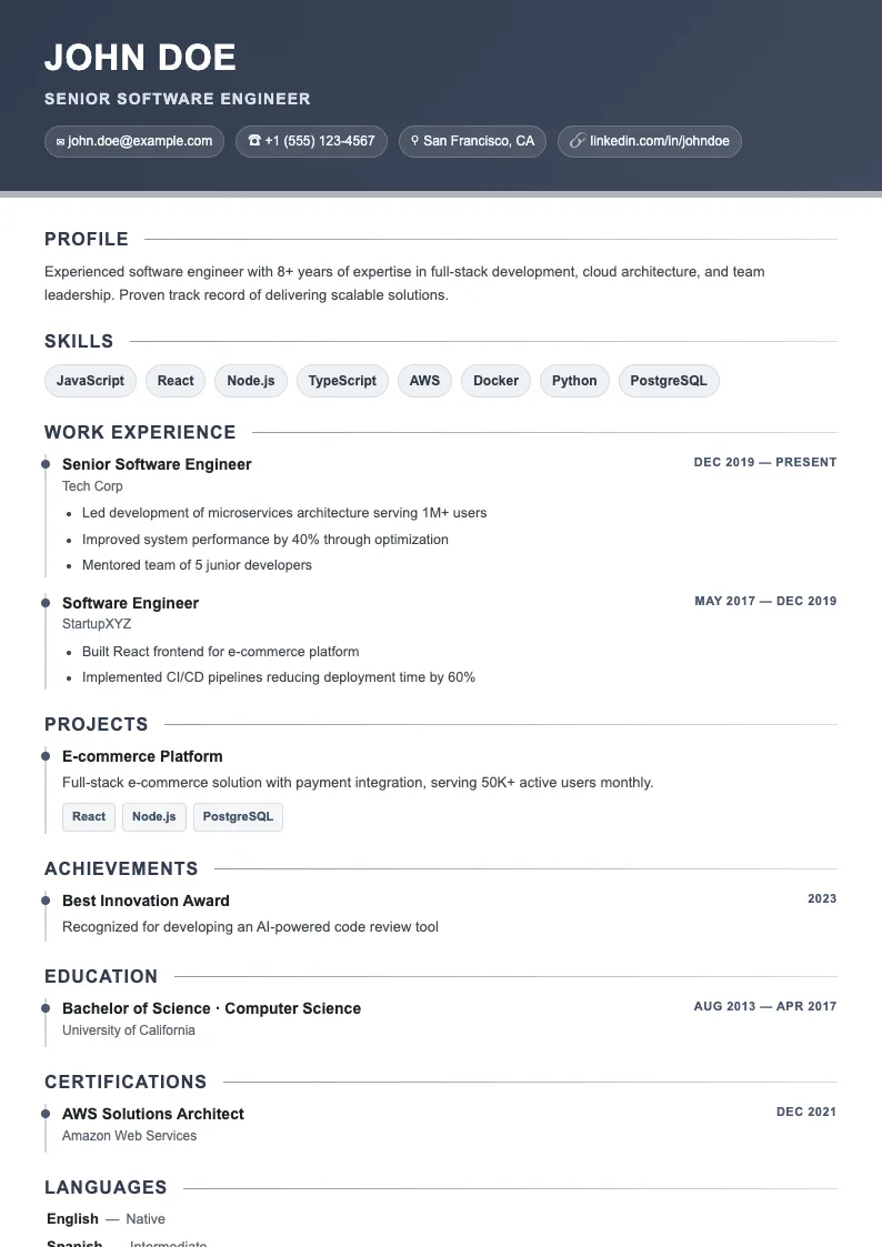 Gust V2 resume template