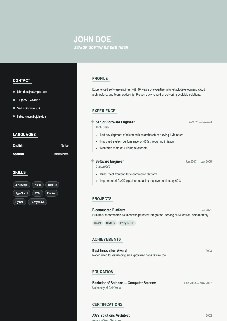 Helm V1 resume template