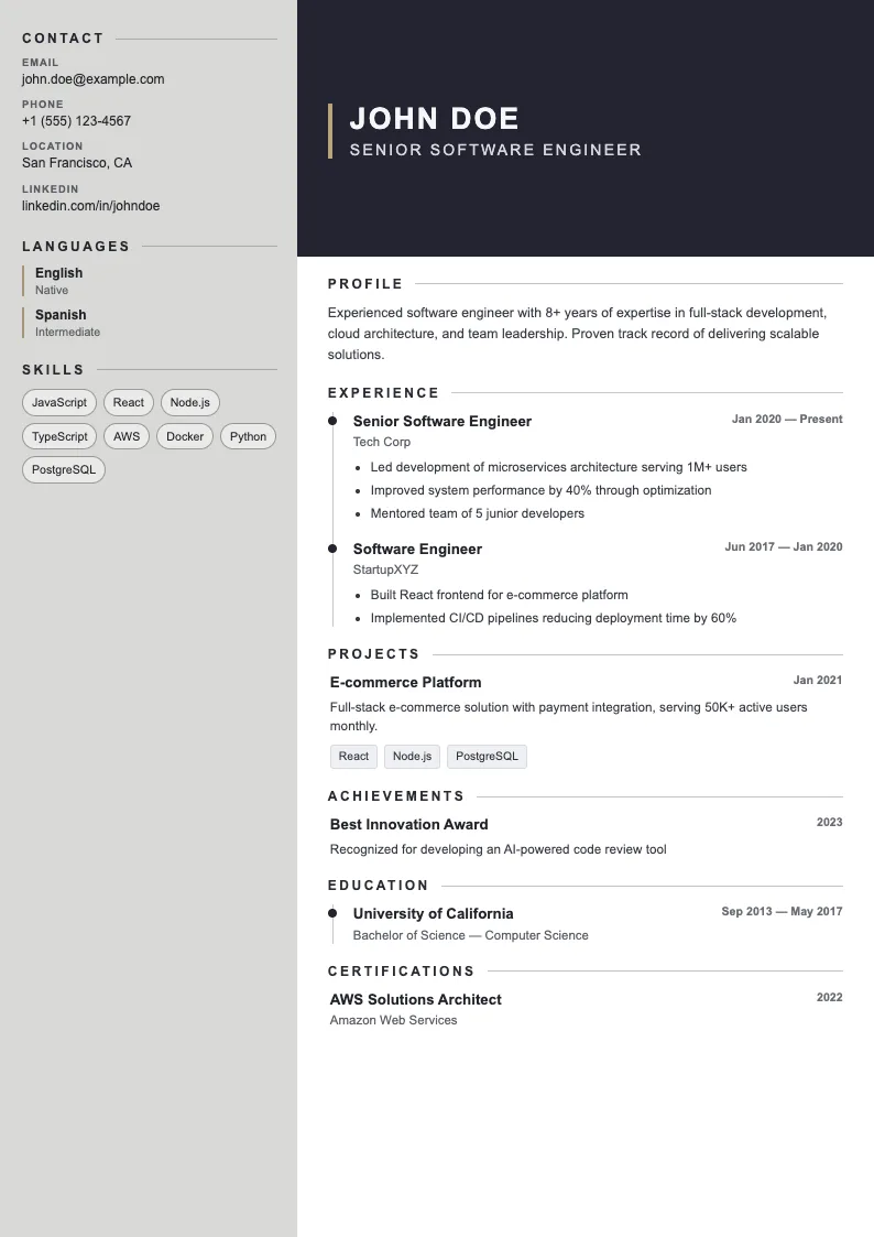 Ivy V1 resume template