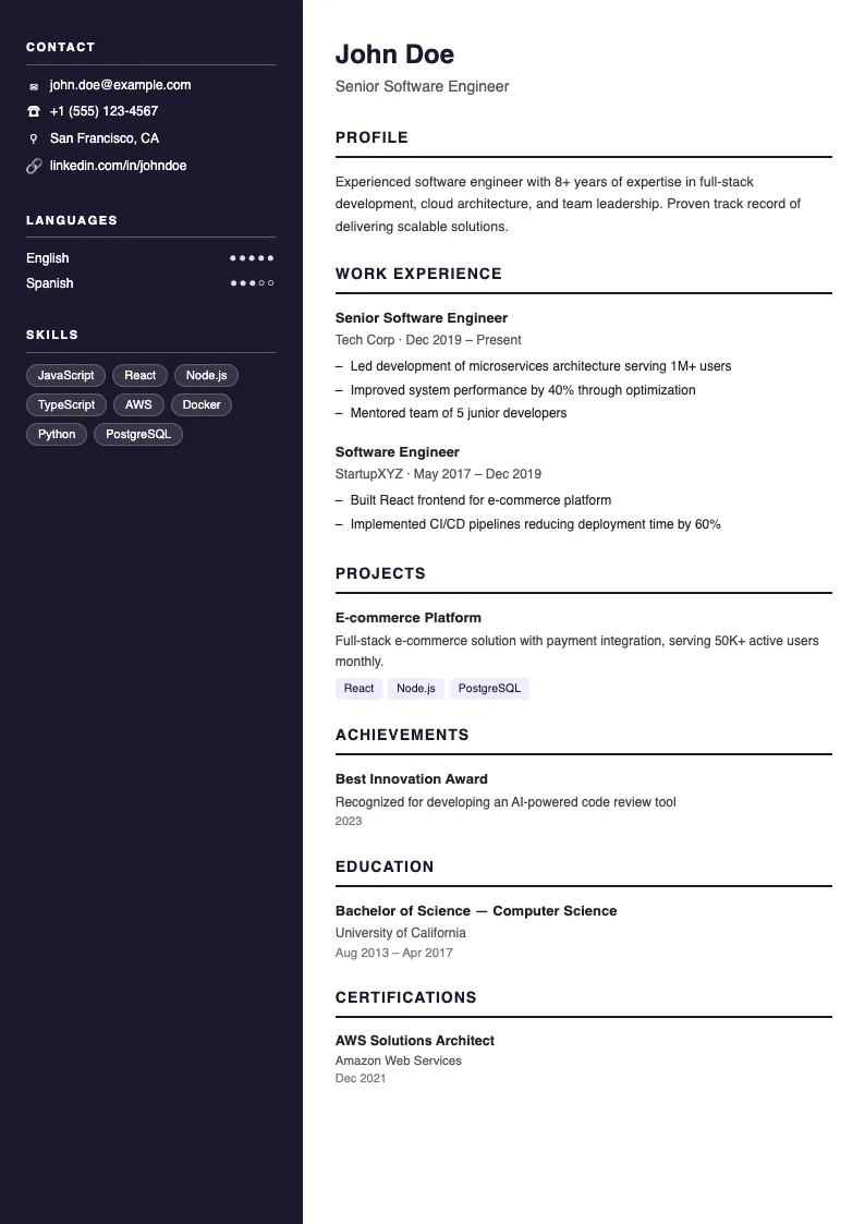 Velocity resume template