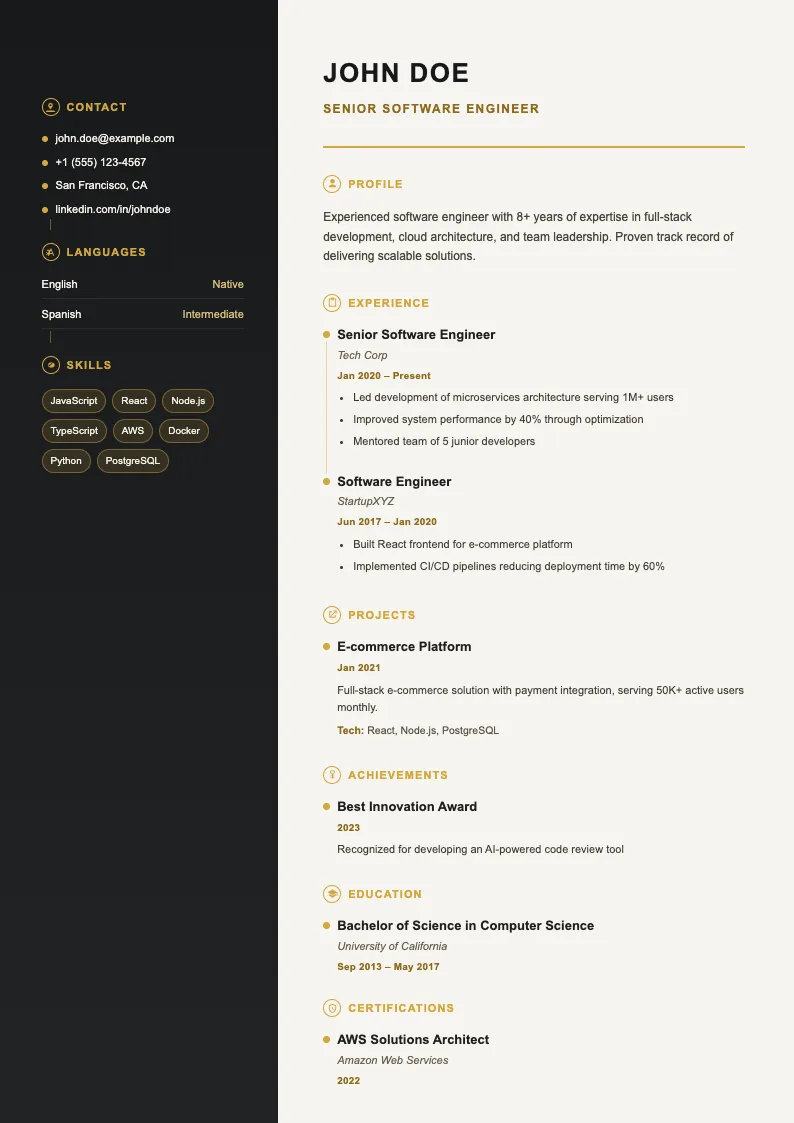 Mint V1 resume template