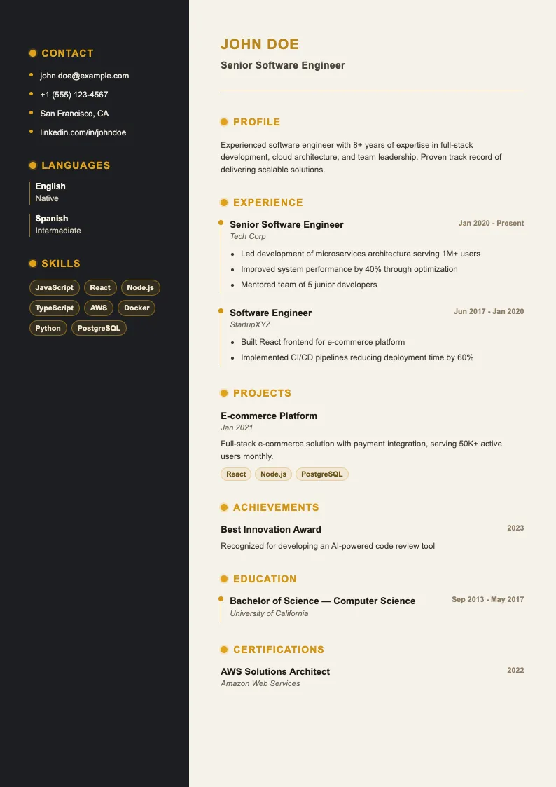Mint V2 resume template