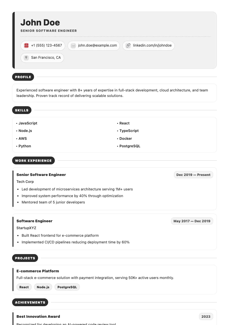 Mist resume template