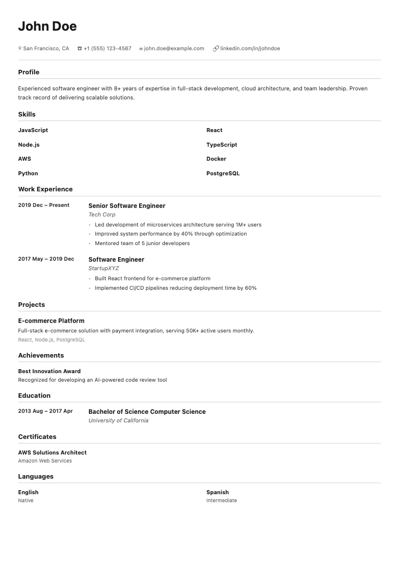Graphite resume template