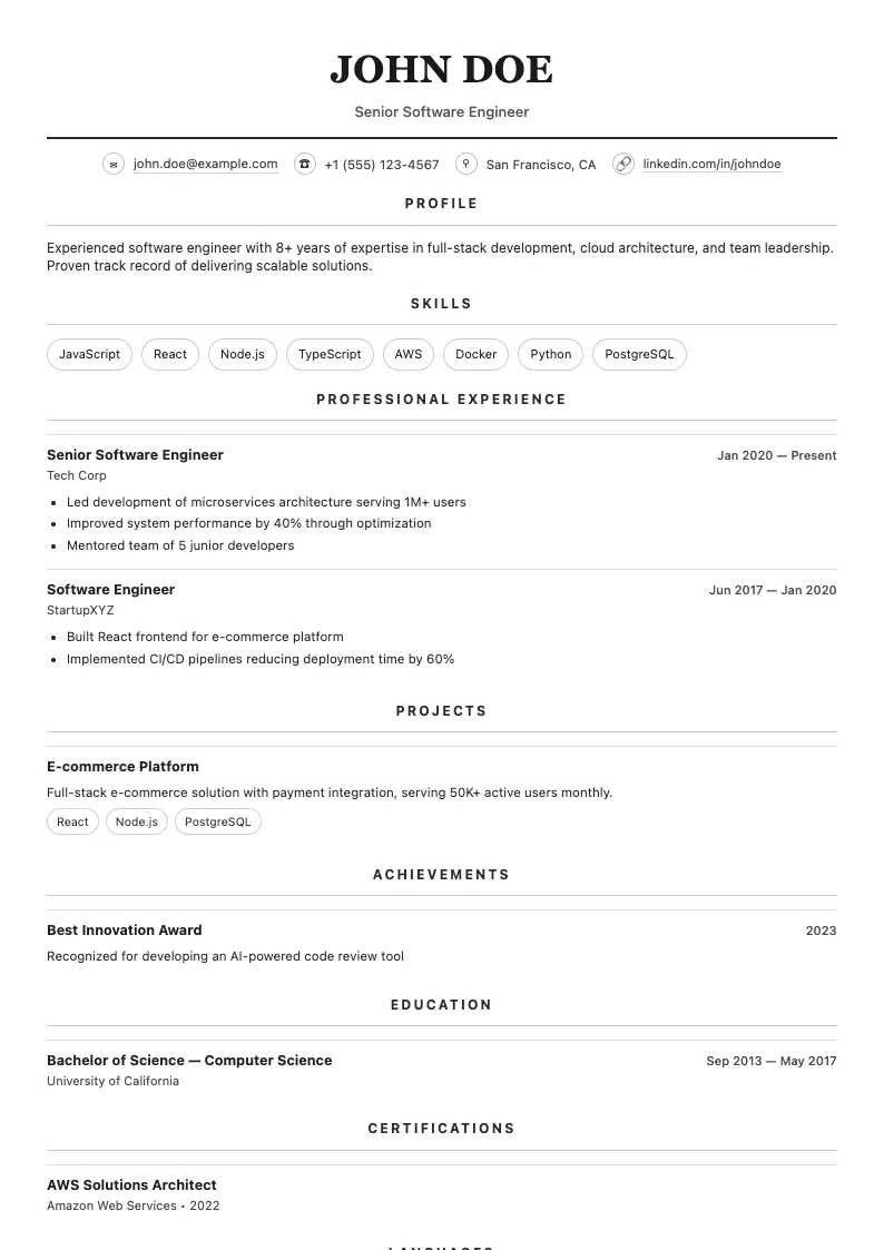 Morning resume template