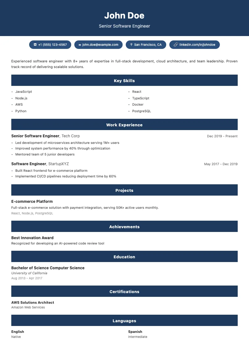 Admiral resume template