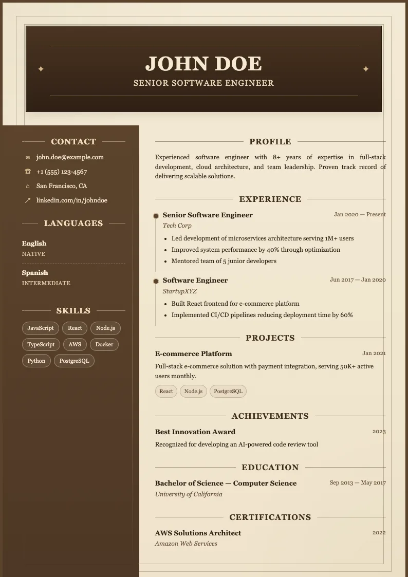 Opal V1 resume template