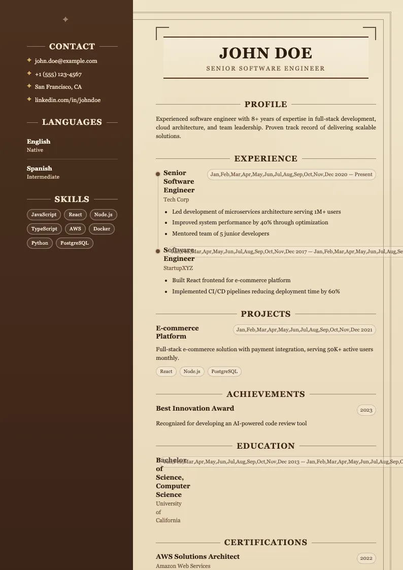 Opal V2 resume template