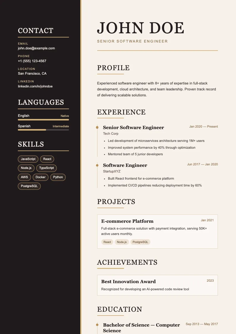 Pearl V2 resume template
