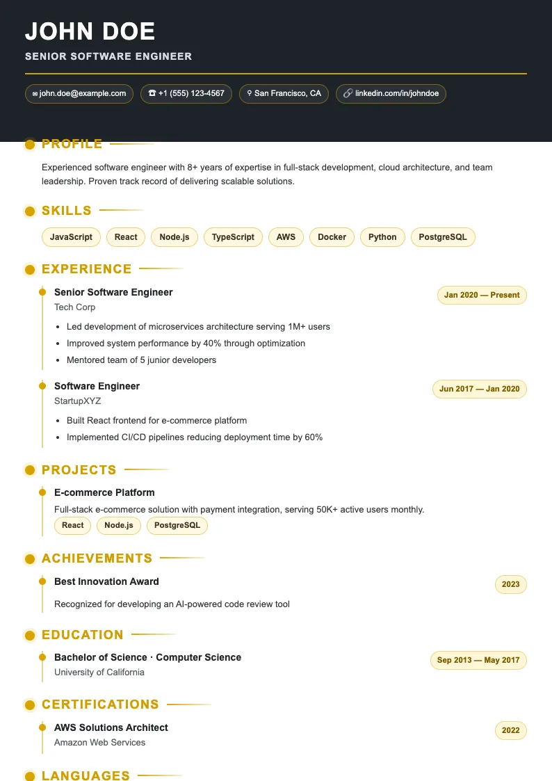 Pine V1 resume template