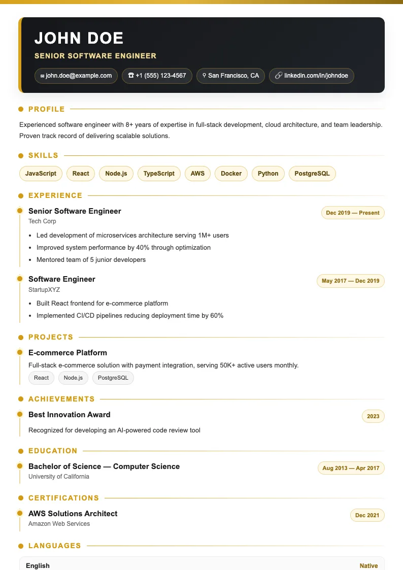 Pine V2 resume template
