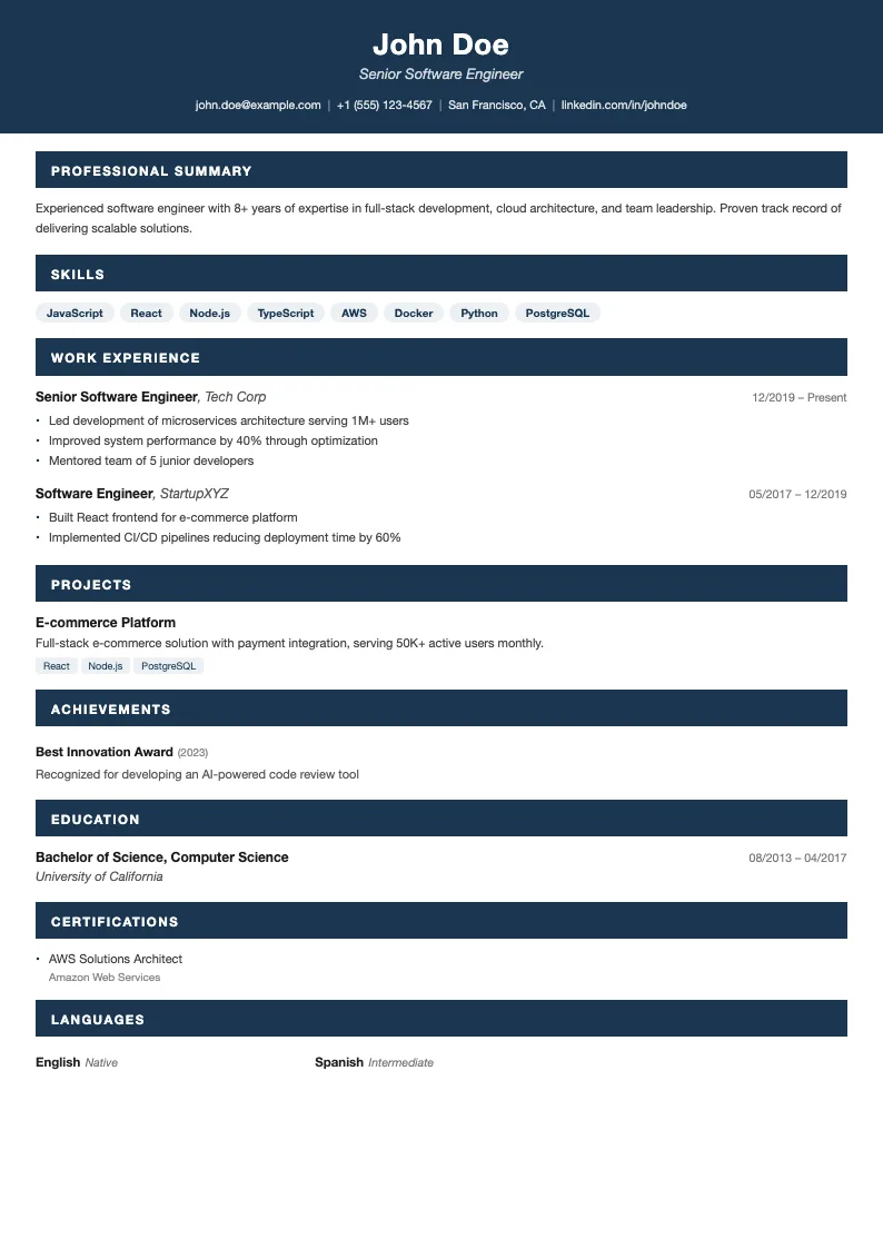 Architect resume template
