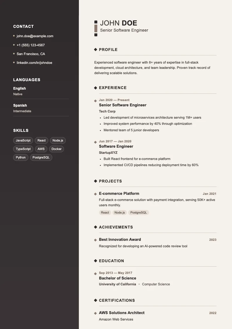 Prism V2 resume template