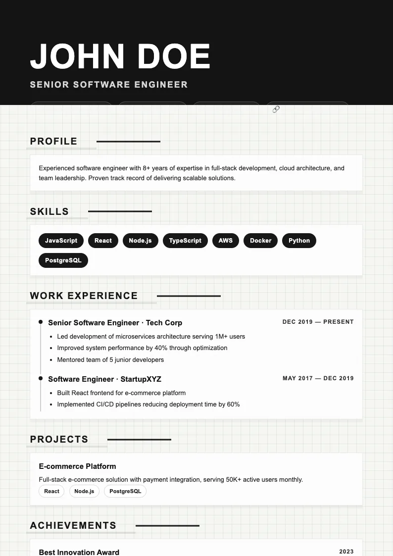 River V1 resume template