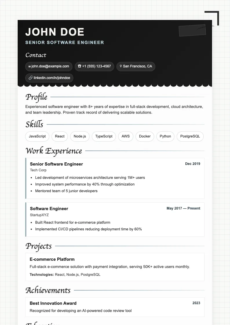 River V2 resume template
