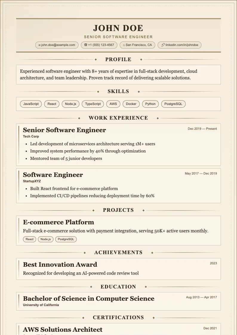 Sand V2 resume template