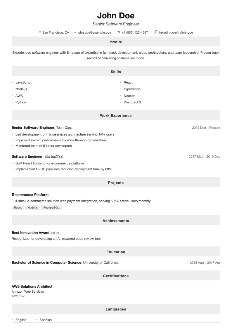 Sterling resume template