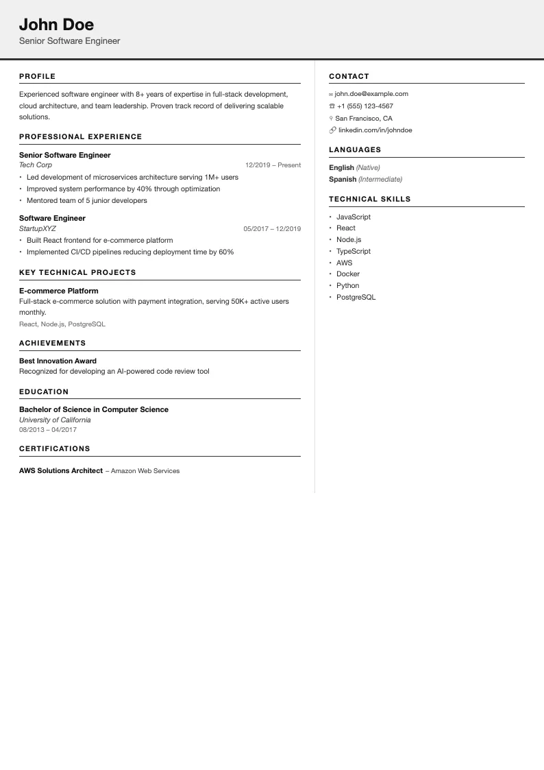 Zen resume template