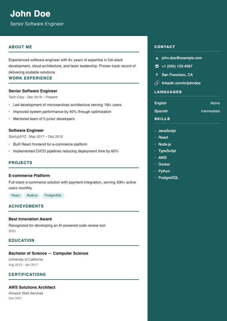 Compass resume template