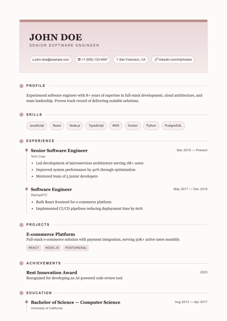 Surge V2 resume template