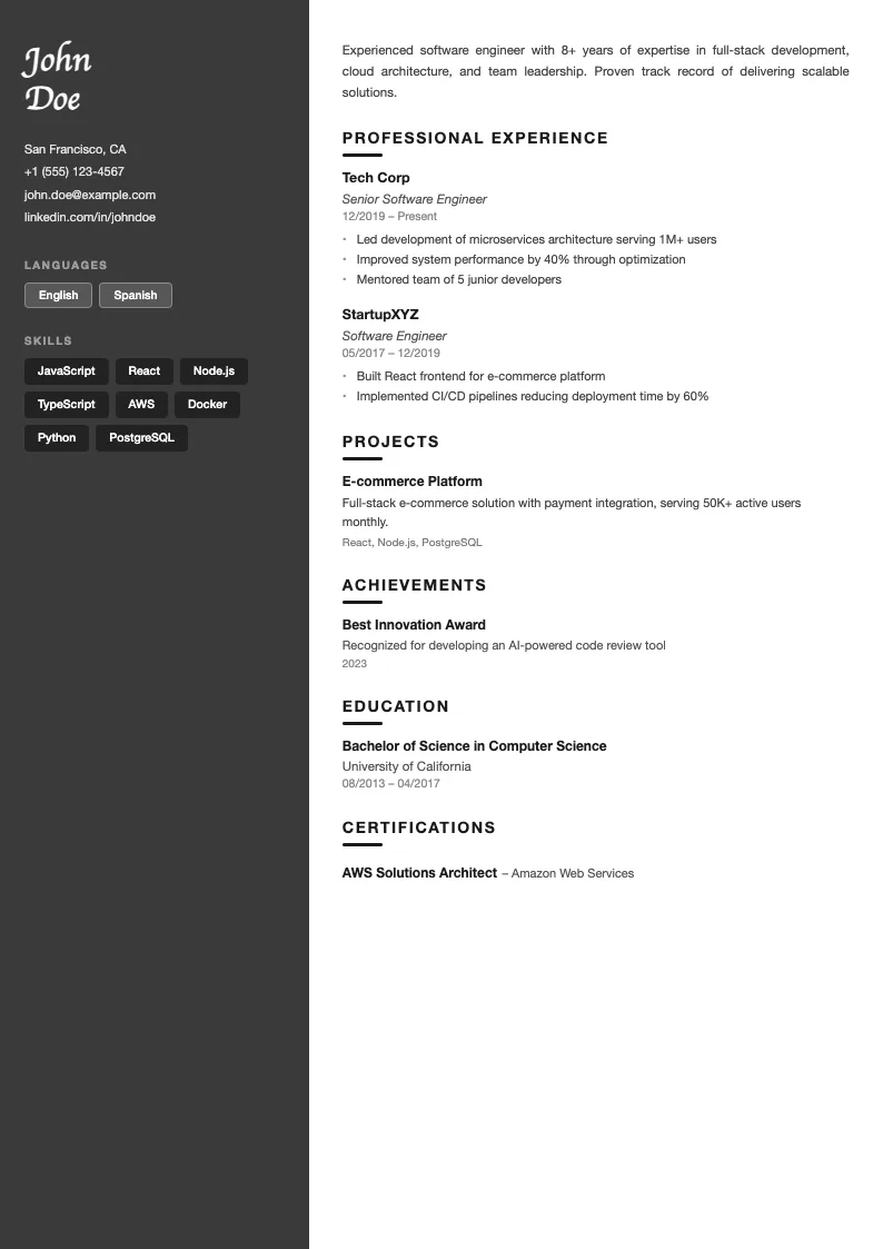 Circuit resume template